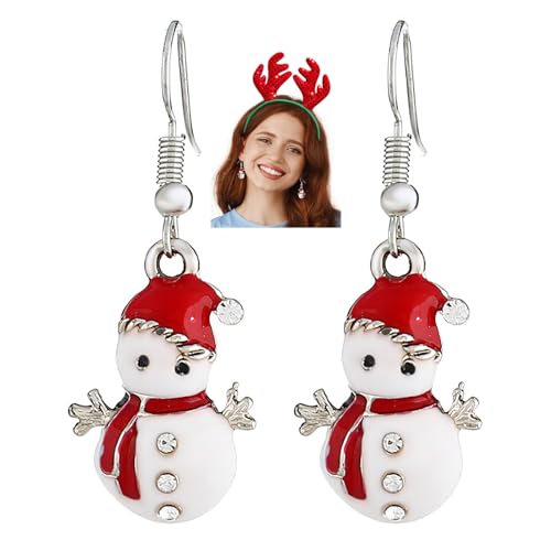 Orecchini Natalizi Donna, Orecchini Natale Donna Albero di Natale Fiocchi di Neve Pupazzo di Neve Pendenti, Gioielli Regali di Natale per Donne Ragazze Migliore Amica Colleghe (Snowman)