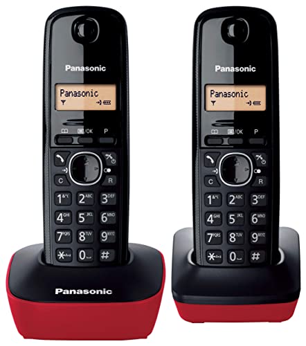 Panasonic KX-TG1612SPR Teléfono Inalámbrico Digital DECT, Unidad Base y 2 Auriculares, Identificador De Llamadas, Batería Larga …