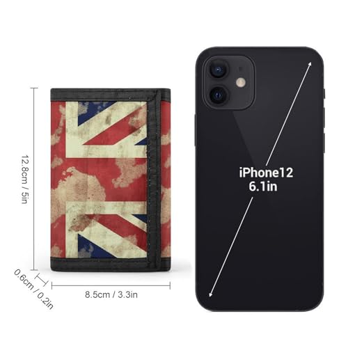 Vintage Union Jack British Flag Mens Trifold Wallet Minimalist Wallet for Men, Rfid Blocking Wallets, 8 Credit Card Holder 1 Note Pocket Coin Pocket & Id Window, Portable Slim Tri Fold Wallets2
