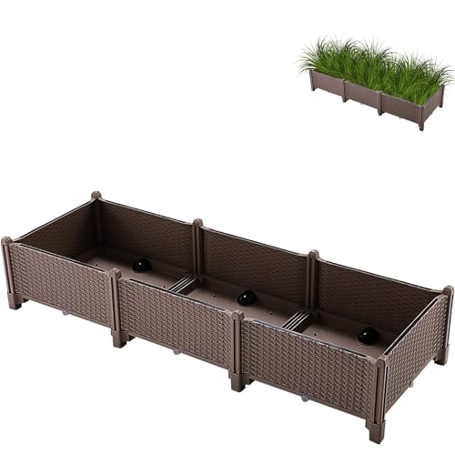 Sopraelevato - - Fioriera per irrigazione, contenitore in rattan, scatola per coltivazione all'aperto | Fori di drenaggio per fiori, design durevole per portici, ponti, balconi, spazi da giardino