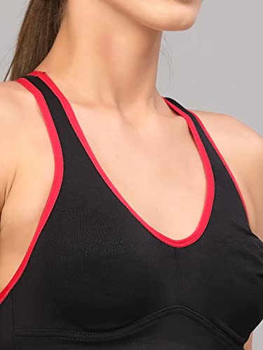 Image of Style Quotient Adults-Women Black Solid Sports Bra