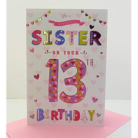 For A Special Sister Happy 13th Birthday Card - pink Balloons Cover