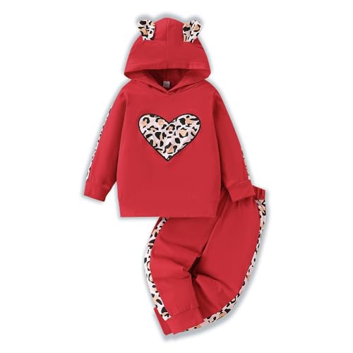 Image of 2PC Girls Clothes Girl letter and Floral print Hooded Set, letter print Top +Floral print Pants Set