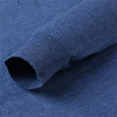 Dcvmvmn Men's Warm Business Jumper Casual Solid Color Turn-Down Collar Pullover Sweater3