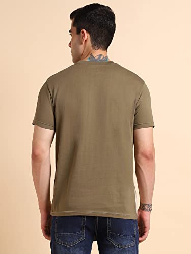 Image of Dennis Lingo Men's Cotton Slim Fit Solid T-Shirt (Round Neck)