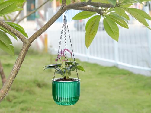 Calvalor 16.5 cm Set of 2 Hanging Plants Pot Hanging Flower Pots Outdoor Hanging Basket Outdoor Hanging Basket Hanging Indoor Hanging Pot for Plants Hanging Flower Pot Hanging Flower Pots Hanging - Image 4