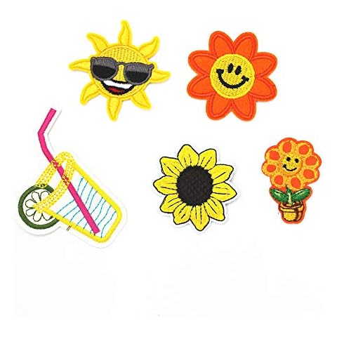 SUNMOVE 5pcs Sunflowers Embroidery Sew On Iron On Patch Badge Jeans Clothes Fabric Applique DIY Cover