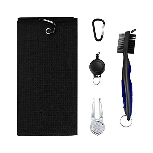 Juego de accesorios para bolsas de golf, 3 piezas, toalla, cepillo y divómitos de hueso