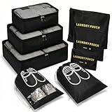 BillyBath Set di organizer per valigie, 8 in 1, organizer da viaggio, per vestiti, scarpe, cosmetici, colore grigio