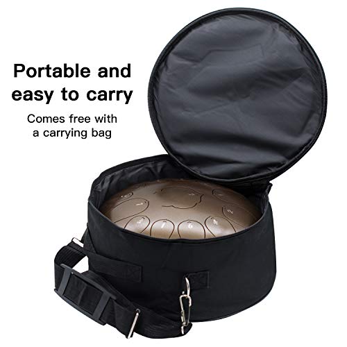 MTC 12 Inch Ethereal Drum 13 Note Steel Tongue Drum Percussion Instrument Lotus Hand Pan Drum with Drum Mallets Travel Bag,Applicable to Music Education, Yoga Meditation