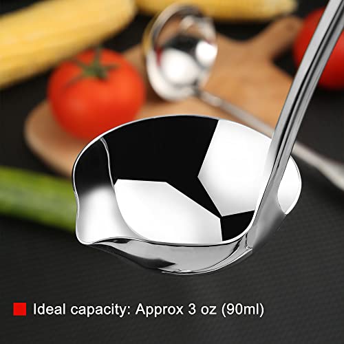 Hvanam Kitchen Soup Ladle 304 Stainless Steel Punch Metal Luminous Ladell Spoons With Pour Spout Gravy Ladles For Serving,Cooking,Canning,11.8 Inch #TOP2