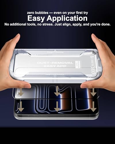 Image of Affix 2 Pack for iPhone 17 Pro Full Coverage Tempered Glass, Screen Protector Guard with Easy Fix Installation Tool, 9H Hardness Shatterproof, HD Clear Scratch Resistant