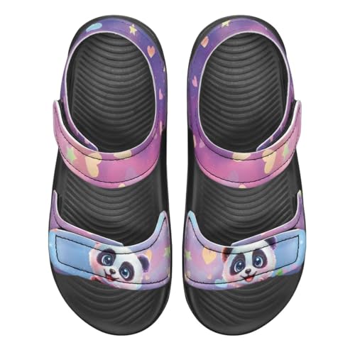 Pointodoor Panda Sandals Boys Kids Fashion Sport Sandals Leather Cute Cartoon Causal Summer Shoes for Beach Pool Hiking School