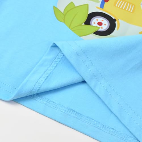 Image of HILEELANG Toddler Boy Short Sleeve Tee Shirts Summer Cotton Casual Graphic Crewneck Tshirt Packs
