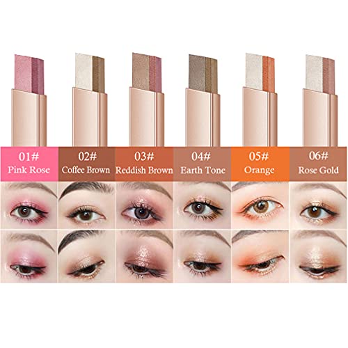 Miniling 6 Colors Gradient Eyeshadow Stick Set, Shimmer Double Colour Eye Shadow Makeup Pen Rotation Eyeshadow Stick Glitter Radiant Eyeshadow Stick Waterproof And Durable For Women Eye Makeup(Set A) #TOP6