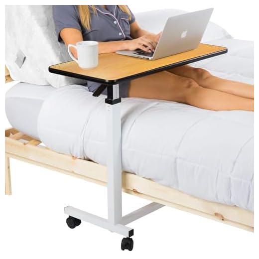 Vive Overbed Table (XL) - Hospital Bed Table - Swivel Wheel Rolling Tray - Adjustable Over Bedside Home Desk - Laptop, Reading, Eating Breakfast Cart Stand - Bedridden, Elderly, Senior Patient Aid