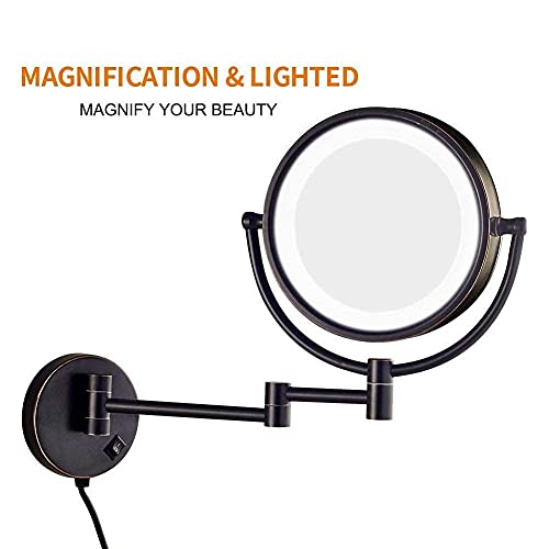 Miroir de rasage pliable double face avec éclairage intégré et bras extensible - 7