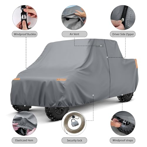 Image of Waterproof UTV Cover Compatible with Can-Am Commander 4-6 Seaters, 6 Layers All Weather Cover with Air Vents, Door Zipper and Windproof Buckles and Bands for Rain Snow Dust Protection