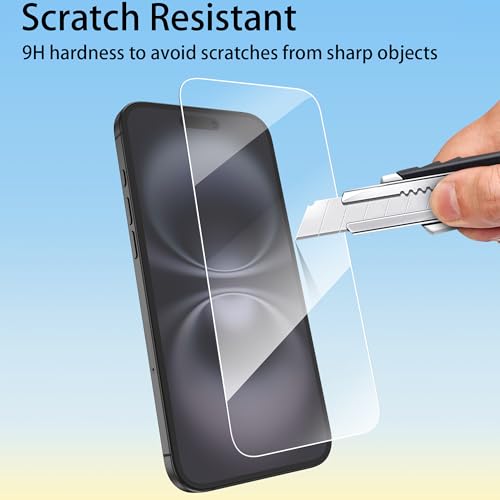 Image of 4youquality [3-Pack Screen Protector for iPhone 16 Plus (6.7-Inch), Tempered Glass Film, [LifetimeSupport][Impact-Protection][Anti-Shatter][Anti-Scratch]