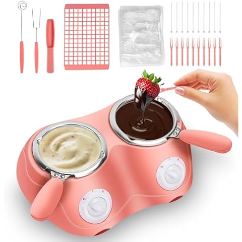 Chocolate Melting Pot, Electric Chocolate Fondue, Mini Fondue Candy Maker with Double Melting Pot for Milk Chocolate, Cheese, Butter, Candy Cover