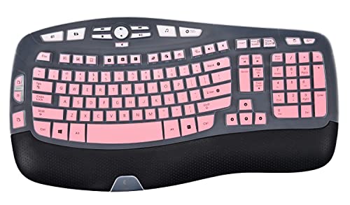 Keyboard Cover Skin Compatible With Logitech K350 Mk550 Mk570 Wireless Wave Ergonomic Keyboard, Logitech K350 Mk550 Mk570 Keyboard Protective Skin(Gradient Pink) #TOP2
