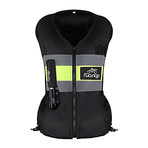 flyastar Motorcycle airbag Vest Moto Racing Professional Advanced airbag system motocross protective zipped reflective jakcet (XXL, Black)