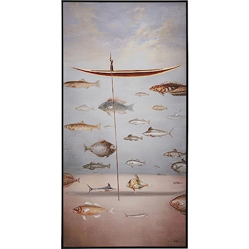 KARE Design Framed Picture Cloud Fisherman Boat, Multicoloured, Aesthetic, Abstract Canvas Wall Art, Room Decor, Home Decoration, Framed Artwork for Living Room, Bedroom, Hallway, 60×120 cm (HxW)