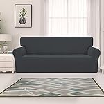 Easy-Going Stretch Jacquard Couch Cover, 1-Piece Soft Sofa Cover, Sofa Slipcover with Anti-Slip Foams, Washable Furniture Protector for Kids, Pets (Sofa, Dark Gray) - Image 2