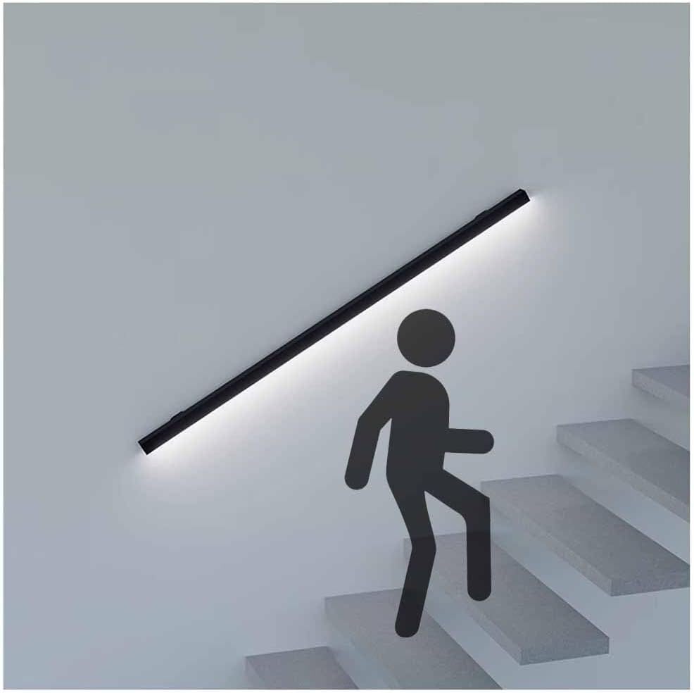 HGOuhK Pasamanos Escalera Pasamanos de Aluminio con iluminación LED - Pasamanos de Escalera - Asidero de Seguridad - for Interiores y Exteriores, garajes, lofts y hoteles(100X6.5X3 CM)