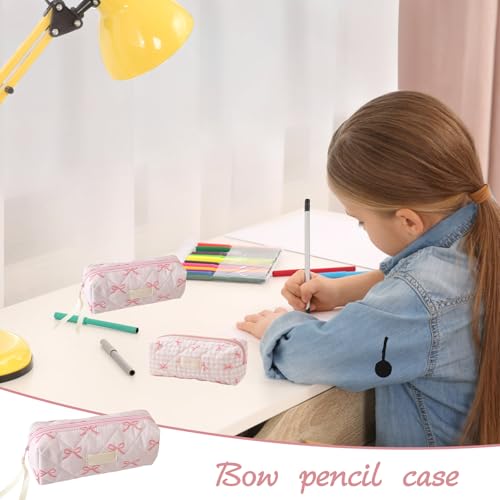 GOUYENG Federmäppchen Mit Schleife,2 Stück Kawaii Federmäppchen,Mäppchen Aesthetic Federmappe,Kleine Kosmetiktasche,Federtasche Mädchen Süßes Design,für Schule Office Supplies