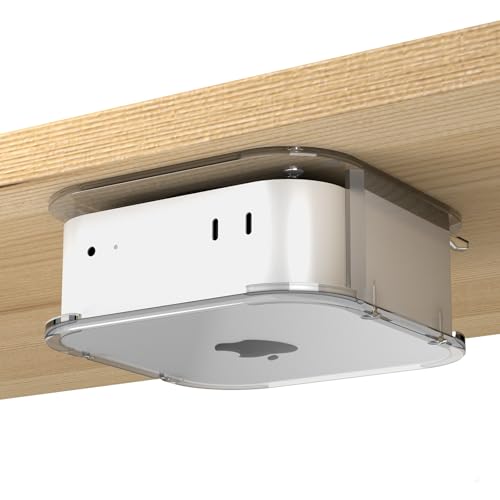 Support Mac mini M4 acrylique transparent haut de gamme sous bureau