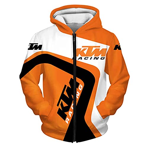 CUIHUATUQI Pull À Capuche Veste Hommes Femmes, K.T_M-S 3D Cardigan Imprimé Complet Sweat Mince, Manches Longues Sports Casual Fitness Training Hoodies,Orange 01,M/Medium Cover