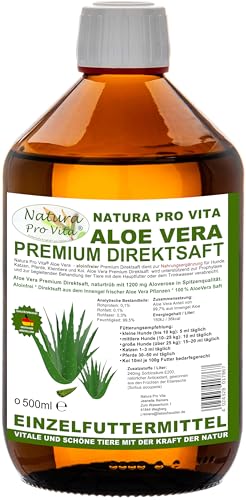Aloe Vera Pferd Direktsaft aloinfrei zuckerfrei vegan Aloevera Saft aus dem Innengel Vitamine Pferd 500ml Glasflasche