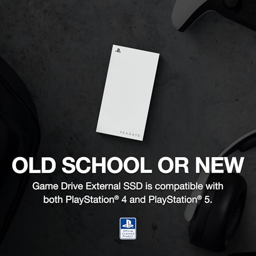 Image of Seagate Game Drive for PS5 External SSD 2TB Solid State Drive - USB 3.2 Officially Licensed White with Blue LED Lighting (STMH2000100)
