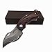 ALBATROSS HGDK003 Sharp Damascus Folding Pocket Knife with Liner Lock, Yellow Sandalwood Handle, Gifts/Collections