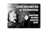 Femer Cartel de chapa con cita 30 x 40 cm Einstein Pizarra ingeniosa gente ordenada cartel