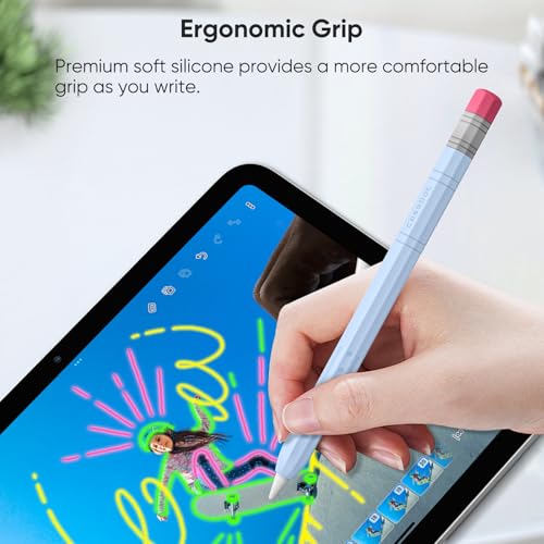 Image of Fintie Silicone Sleeve for Apple Pencil (USB-C), Light Pen Skin Case Cover Soft Protective Anti-Slip Pencil Grip Holder, Supports Magnetic Attachment, Sky Blue