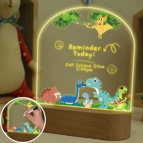 uniqicon Luz De Noche Para Niños,Lampara Mesita Noche,Regalo Bautizo Niño,Luz Nocturna De Dinosaurio Personalizada,De Noche Con Tablero De Dibujo