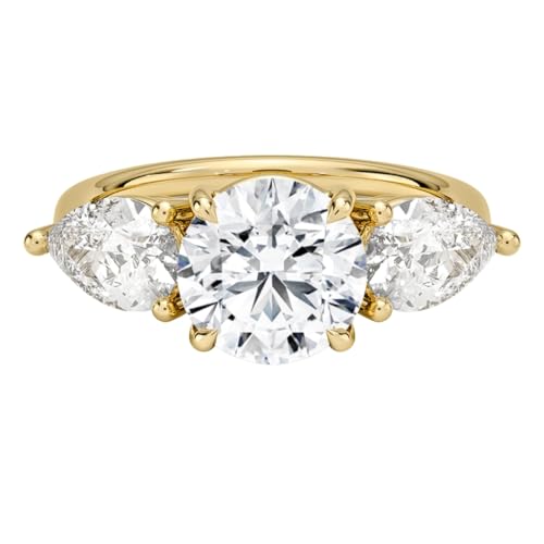 2 CT Round Cut Lab Grown Diamond Luxe Three Stone Engagement Ring For Her