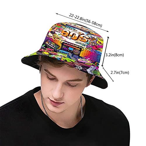 80S Outfit For Women Men, 80S Bucket Hats Fashion Sun Cap Packable Outdoor Rave Accessories Fisherman Hat For Women Men #TOP2