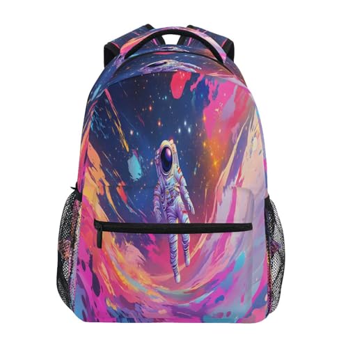 Astronaut Colorful Backpack for School Boys Girls Adults Kids Bookbag Laptop Bag 15L