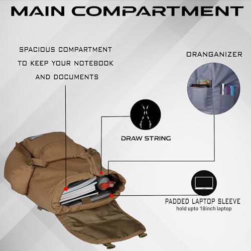 Image of F Gear Webster Canvas 21L Laptop Backpack Fits 18 inch Laptop 1 Main Compartment Drawstring Closure 3 Pkts Organizer Gifts for Men Women Boys Girls Adults Casual /College /School /Travel Bag