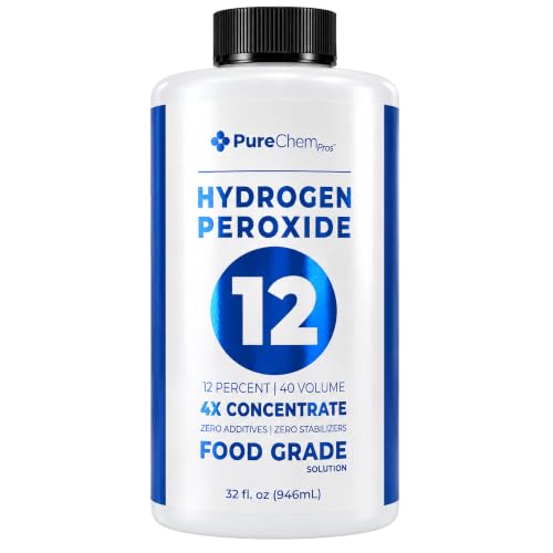 Hydrogen Peroxide 12 Percent (32oz) - Hydrogen Peroxide Cleaner - Dilute and Spray 12% Hydrogen Peroxide on Counters, Bathtubs, Floors or Carpets - Food Grade Hydrogen Peroxide 12 Percent