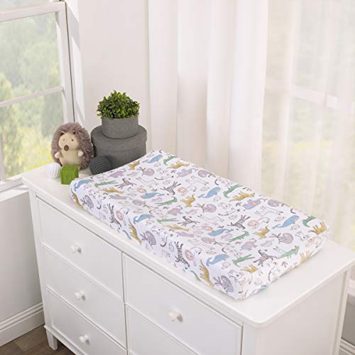 Carter's Colorful Zoo Animals Super Soft Changing Pad Cover, Orange, Yellow, Blue, Grey #TOP3