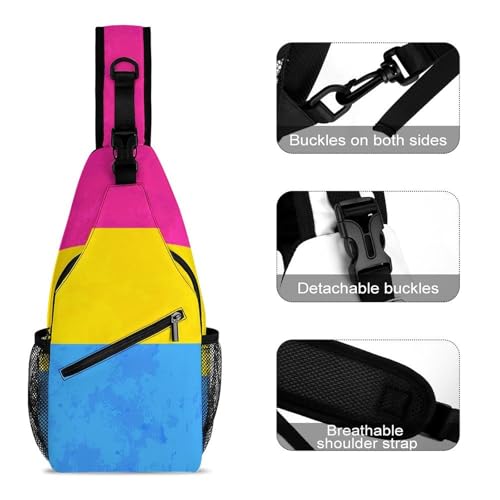 Men's Fashion Chest Bag, Travel Shoulder Pack, Small Cross Body Sling Bag Pansexyal Pride Flag3