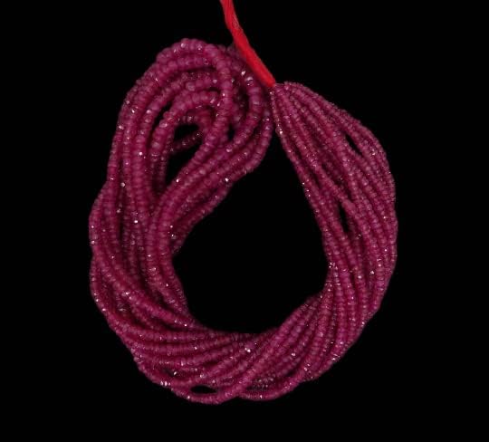 Miniatura 7 de Krishiv Exports - Cuentas facetadas de rubí natural raras/Cuentas facetadas de rubí/Rubí facetado Rondelle/Rubí Piedra preciosa/Rubí/16 "Strand/2.5