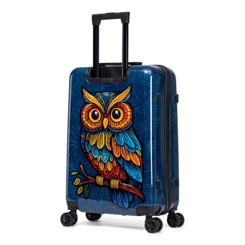 Image of InUSA Owl Print 24-Inch Hardside Spinner Luggage Lightweight & TSA Lock