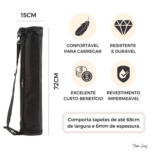 Bolsa para Tapete de Yoga Impermeável Preta - Porta Mat 72x15cm - Resistente e Durável