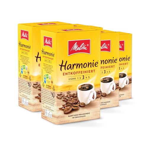 Melitta Harmonie Café Filtre Décaféiné 6 X 500 G, Moulu, en Poudre pour Machines à Café Filtre, sans Caféine, Torréfaction Douce, Torréfié en Allemagne, en Barquette