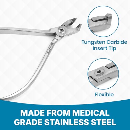 Image of Distal End Cutter Orthodontic Plier - Hold & Cut Hard and Soft Wire - Professional Braces Wire Cutter - Tungsten Carbide Inserts - Easy To Use Dental Tools Stainless Steel Braces Essentials